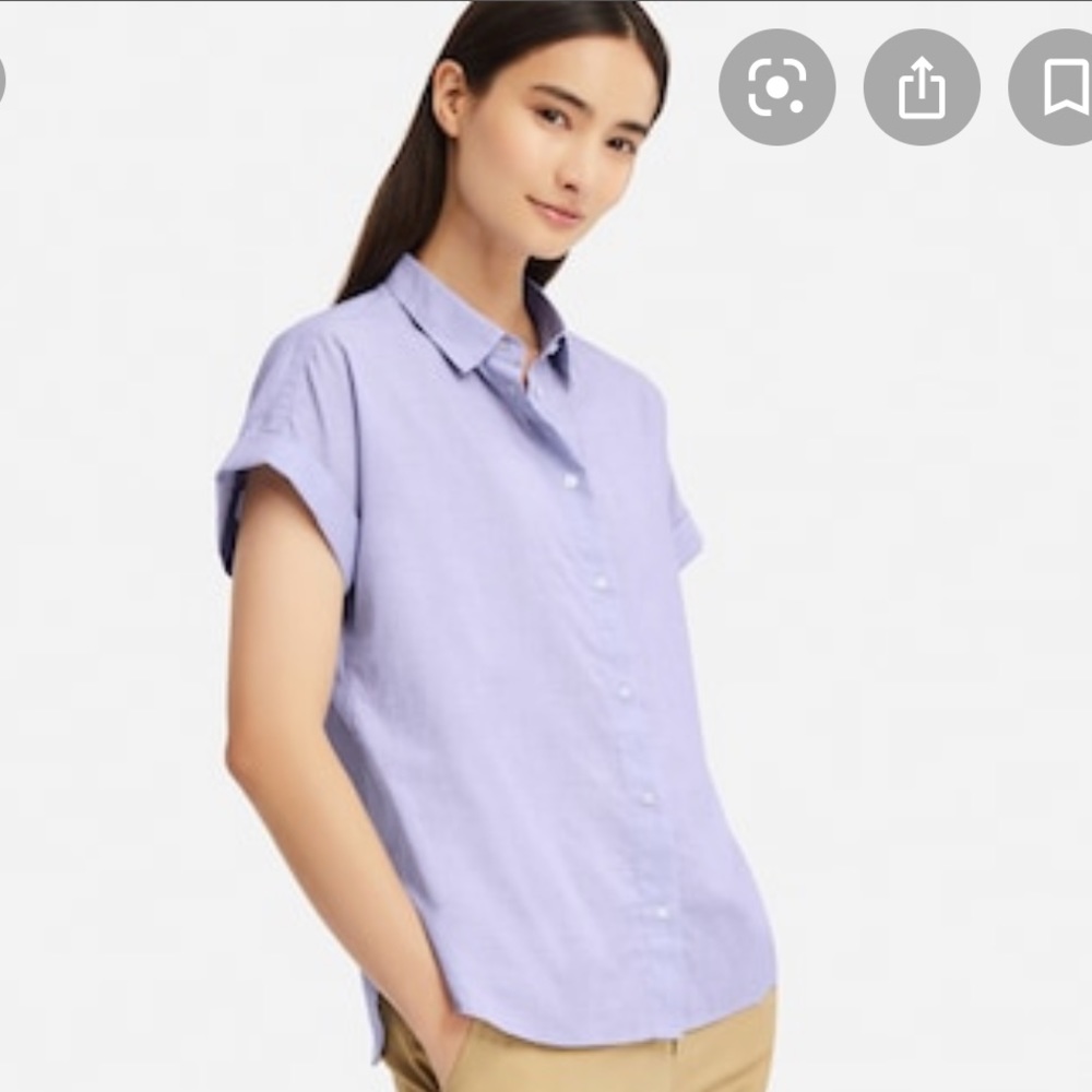 NWT Uniqlo Soft Cotton Short Sleeve Button Down S